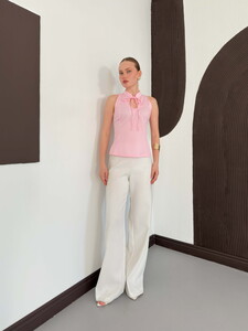 D 3081 PİTİKARE YAKADAN BAĞLAMALI BLUZ - PEMBE #3