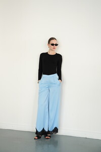 D2969 PAÇASI DANTELLİ SATEN PANTOLON - MAVİ #2