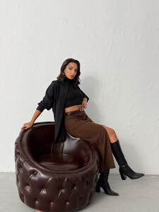 F 2033 FİTİLLİ KADİFE ETEK - SİYAH #2