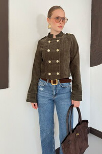F 2134 GOLD DÜĞMELİ APOLET DETAYLI CEKET - HAKİ