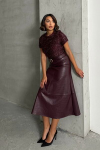 Topshow Bordo Yılan D. Deri Kemerli Toptan Etek