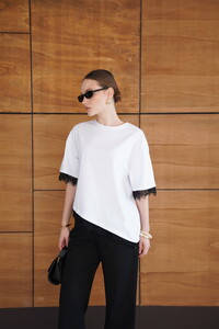 D 2956 DANTEL DETAYLI TİŞÖRT - BEYAZ #3