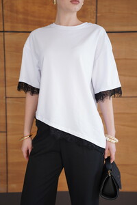 D 2956 DANTEL DETAYLI TİŞÖRT - BEYAZ #4