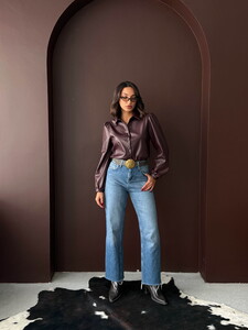 F 2044 SUNİ DERİ GÖMLEK - KAHVE #2