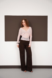 V  Yaka Güpür Toptan Bluz - Pembe | F2093 - Topshow #3