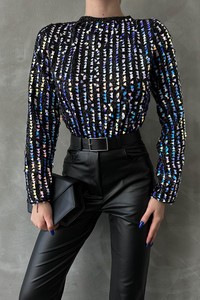 TOPSHOW Hologram Pul Palet Disco Toptan Bluz #4