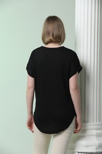 Topshow Siyah Dantelli Toptan T-Shirt #5