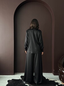 F 2062 SATEN GÖMLEK - SİYAH #5