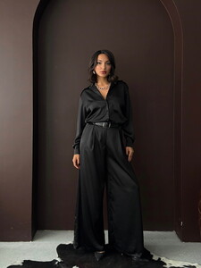 F 2062 SATEN GÖMLEK - SİYAH #3