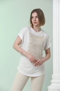 Topshow Krem Dantelli Toptan T-Shirt