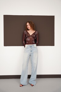 V  Yaka Güpür Toptan Bluz - Kahve | F2093 - Topshow #3