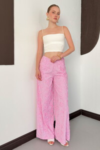 Topshow Kabartma Motifli Pantolon - Pembe | F2156