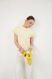 Guipure Detailed T-Shirt - Yellow | Topshow #3