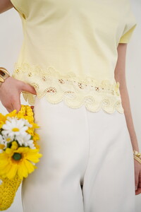 Guipure Detailed T-Shirt - Yellow | Topshow #4