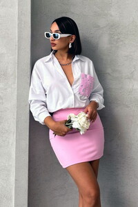 Topshow Pembe Dsn2 Pullu Kot Cep Detaylı Toptan Gömlek