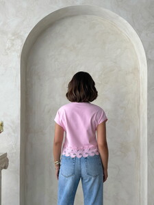 D 2924 GÜPÜR DETAYLI TİŞÖRT - PEMBE #5