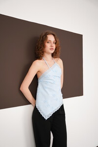 Wholesale Halter Neck Guipure Blouse - Blue | Wholesale Women's Clothing Styles #2