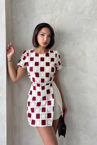 D 2696 DANTEL DETAYLI ŞORT - TAŞ BORDO #2