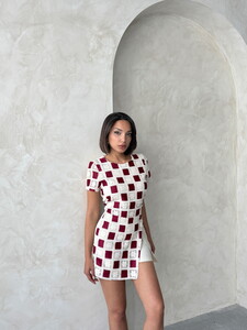 D 2696 DANTEL DETAYLI ŞORT - TAŞ BORDO #3