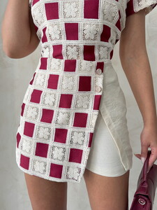 D 2696 DANTEL DETAYLI ŞORT - TAŞ BORDO #4