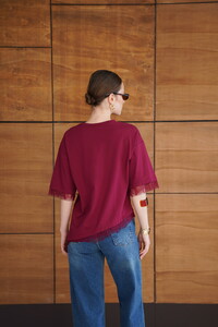 D 2956 DANTEL DETAYLI TİŞÖRT - BORDO #5