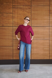 D 2956 DANTEL DETAYLI TİŞÖRT - BORDO #2