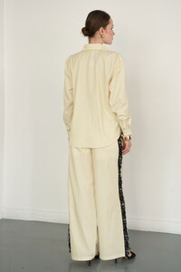 F 2082 DANTEL DETAYLI ÇİZGİLİ GÖMLEK - SARI #5