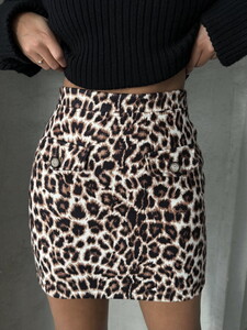 Topshow Taş Leopar F Leopar Desenli Kaşe Toptan Etek #4
