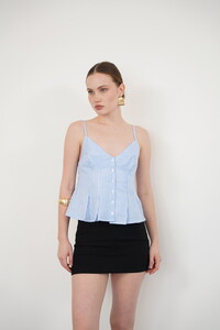 Çizgili Askılı Bluz - Mavi | Topshow #3