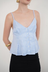 Çizgili Askılı Bluz - Mavi | Topshow #4