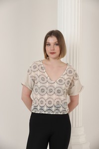 Topshow Taş Önü Fileli Toptan T-Shirt #3