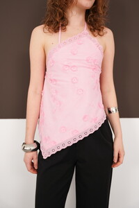 Wholesale Halter Neck Guipure Blouse - Pink | Wholesale Women's Clothing Styles #4