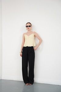 D 2791 ÇİZGİLİ ASKILI BLUZ - SARI #2