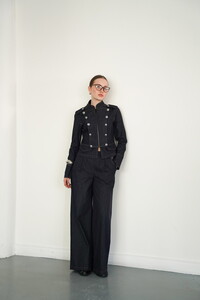 F 2084 HAKİM YAKA APOLETLİ FERMUARLI CEKET - LACİVERT #3