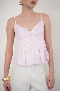 Çizgili Askılı Bluz - Pembe | Topshow #4