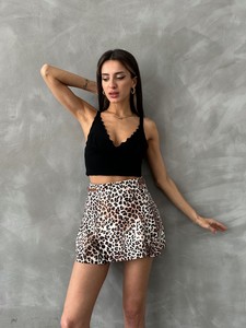 Topshow Küçük Leopar Kemer Detaylı Toptan Etek #3
