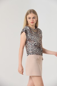 Topshow Küçük Leopar Yakası Süslü Toptan Bluz #4