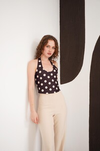 Puantiyeli Toptan Büstiyer - Kahverengi | D2948 - Topshow #2