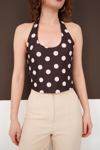 Puantiyeli Toptan Büstiyer - Kahverengi | D2948 - Topshow #4