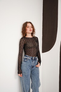 Dantel  Toptan Bluz - Siyah | F2092 - Topshow #2