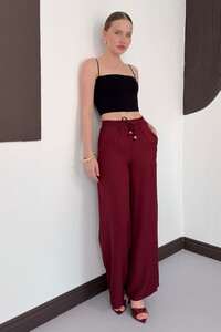 Keten Pantolon - Bordo | Topshow