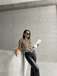 Topshow L.Pullu Leopar Saçak Pullu Toptan T-Shirt #5