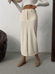 F 2033 FİTİLLİ KADİFE ETEK - KREM #4