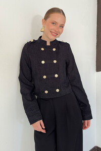 F 2134 GOLD DÜĞMELİ APOLET DETAYLI CEKET - LACİVERT #1