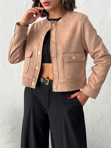 F 1800 SUET CEPLİ CEKET - VİZON #4