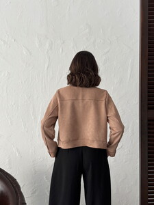 F 1800 SUET CEPLİ CEKET - VİZON #5