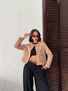 F 1800 SUET CEPLİ CEKET - VİZON #3