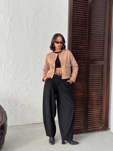 F 1800 SUET CEPLİ CEKET - VİZON #2