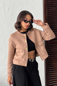 F 1800 SUET CEPLİ CEKET - VİZON #1