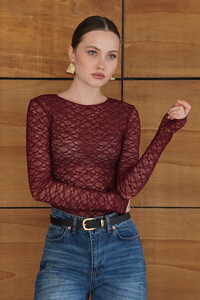 F 2092 DANTEL  BLUZ - MÜRDÜM